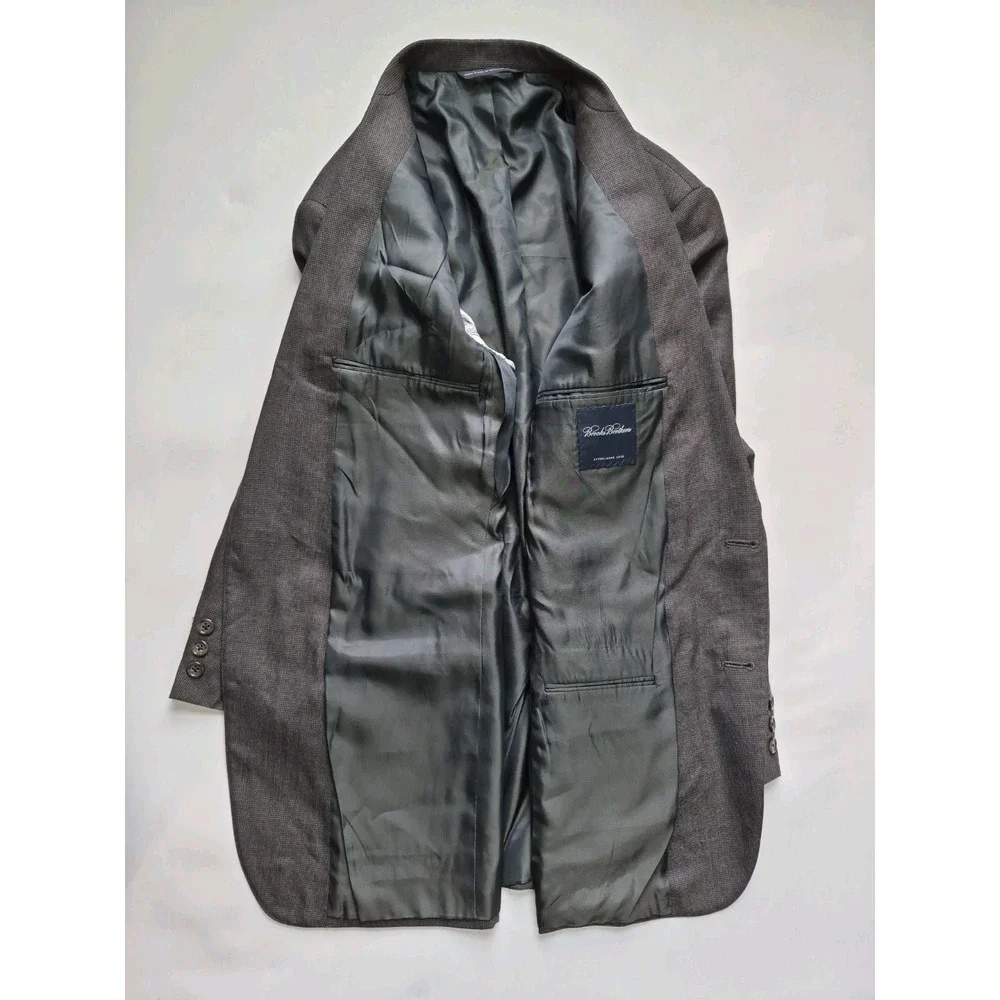 Brooks Brothers Mens 40R Wool Sport Coat Gray Brown Check Two Button USA